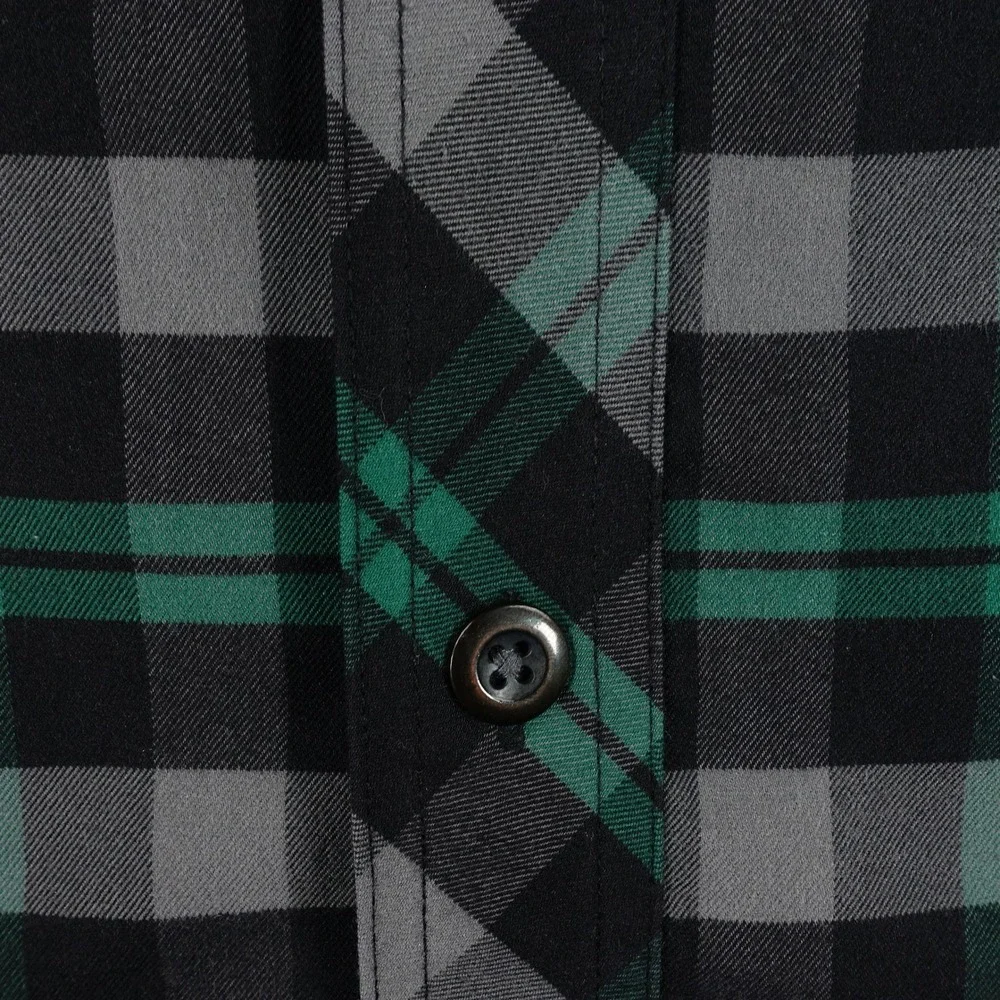 Alaskan Hardgear Button Down Shirt Men's Large Plaid Work Green Black